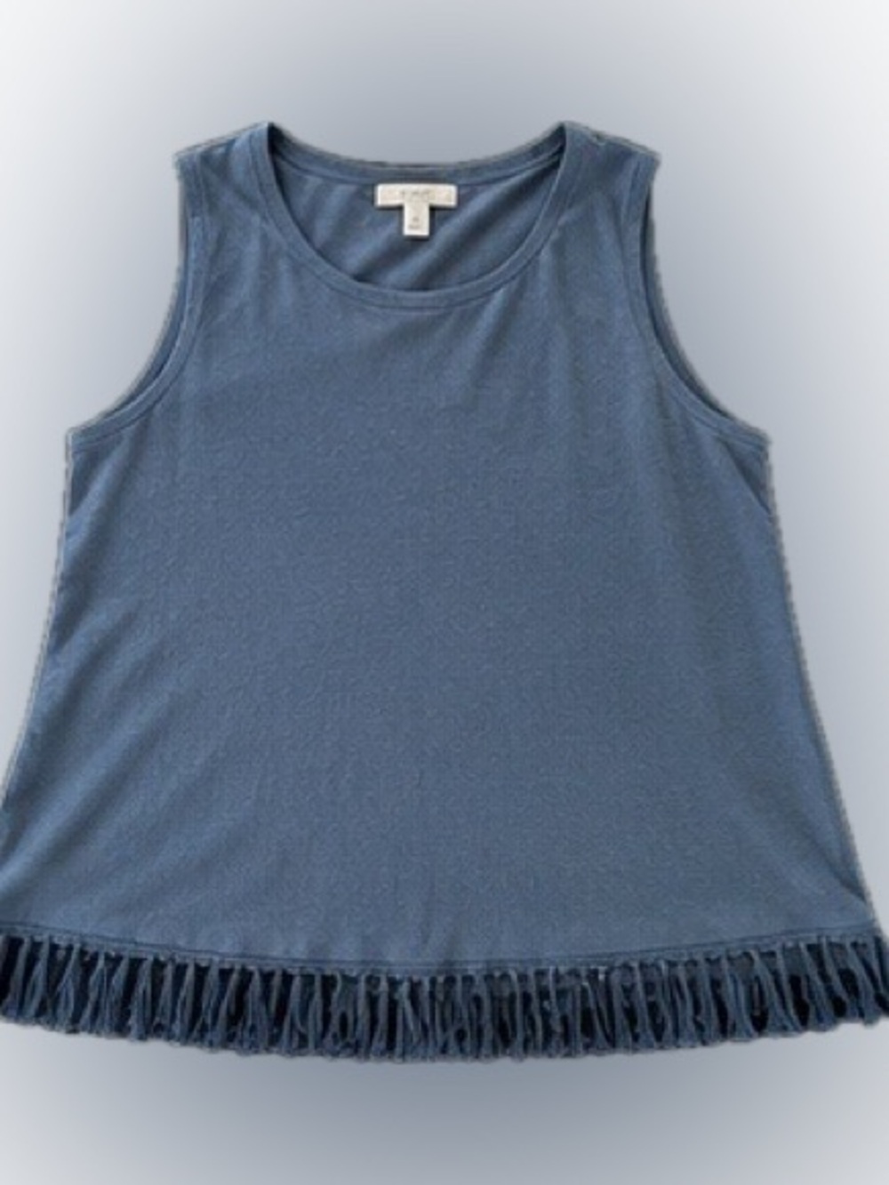 J. Jill Navy Blue V-Neck Tank with Tassel Hem